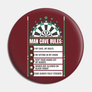 Man Cave Rules Funny Man space Design Pin