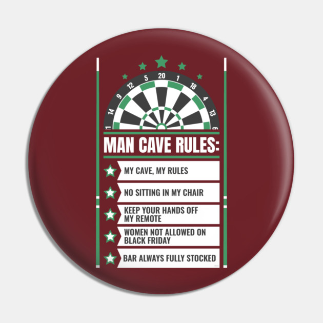 Man Cave Rules Funny Man space Design Pin by creative