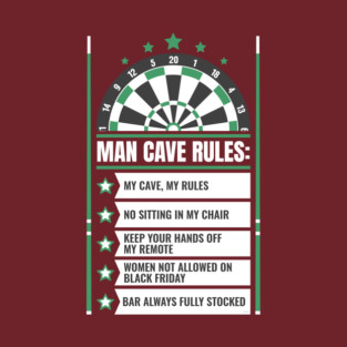 Man Cave Rules Funny Man space Design T-Shirt