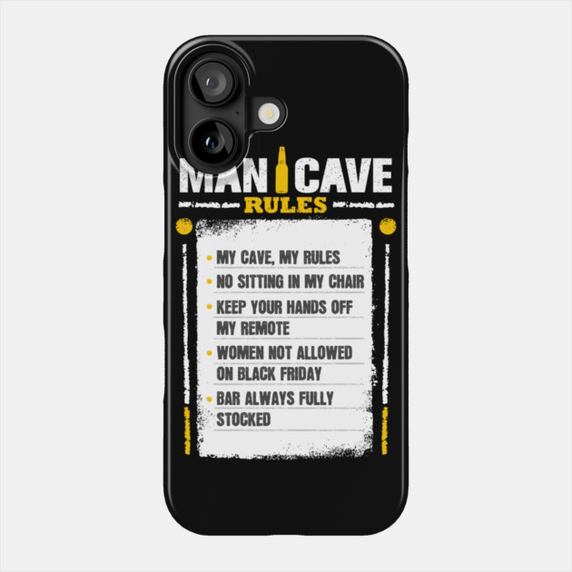 Man Cave Rules Funny Man space Design Phone Case by creative