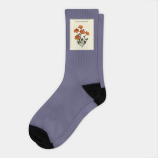 California Poppy Vintage Botanical Poster Socks