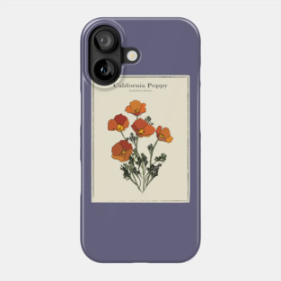 California Poppy Vintage Botanical Poster Phone Case