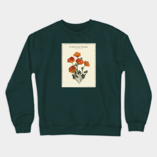 California Poppy Vintage Botanical Poster Crewneck Sweatshirt