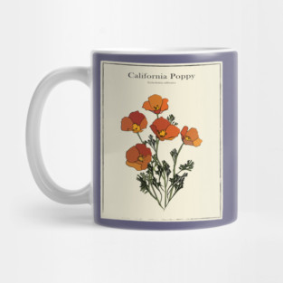 California Poppy Vintage Botanical Poster Mug