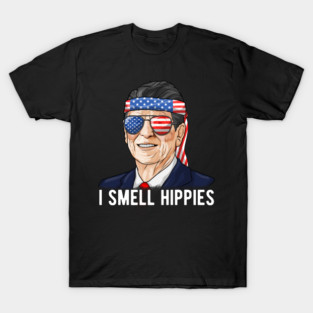 Reagan Ronald Conservative President I Smell Hippies T-Shirt