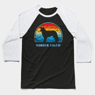 Border Collie Vintage Design Dog Baseball T-Shirt