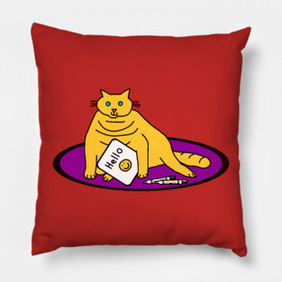 Funny Chonk Cat says Hello Pillow