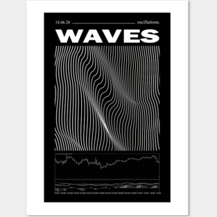 WAVES (black) T-Shirt Posters and Art