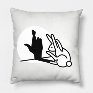 Rabbit shadow hand crossed fingers hand sign liar Pillow