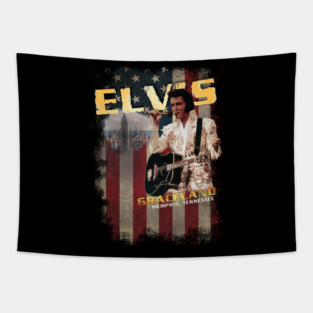 flag america graceland elvis presley gift for fans Tapestry