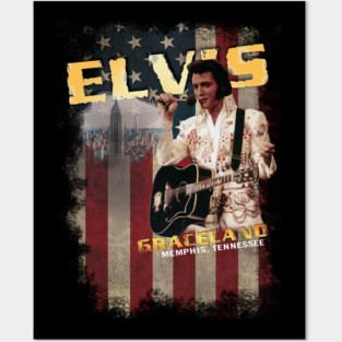 flag america graceland elvis presley gift for fans Posters and Art