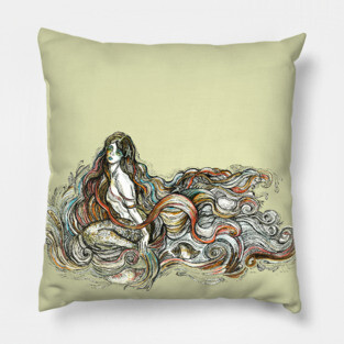 Mermaid Line Art. Pillow