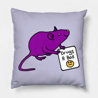 Purple Rat with Anti Drugs Message Pillow