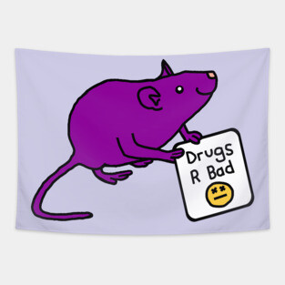 Purple Rat with Anti Drugs Message Tapestry