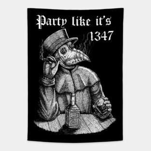 Party like it's 1347 - vintage chill Plague Doctor Tapestry