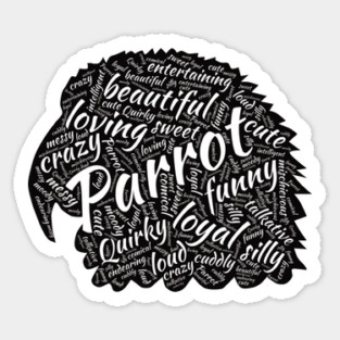 Parrot Head - Word Cloud Sticker