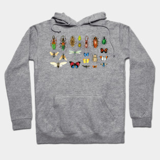 The Usual Suspects - insects on white - watercolour bugs pattern Hoodie