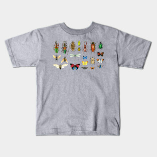 The Usual Suspects - insects on white - watercolour bugs pattern Kids T-Shirt