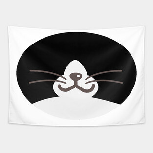 Tuxedo Cat Face Tapestry