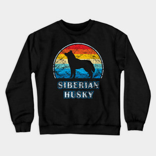 Siberian Husky Vintage Design Dog Crewneck Sweatshirt