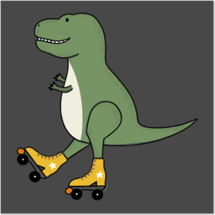 Roller skating dino Posters and Art