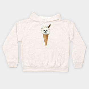 Bichon Frise Ice Cream Dog Kids Hoodie