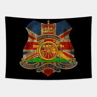 Legendary Vintage Royal Enfield Motorcycle Crest Tapestry