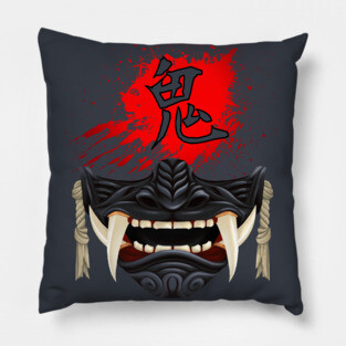 Black Oni Mask - ゴート・オブ・ツシマ - Ghost of Tsushima Demon Mask Pillow