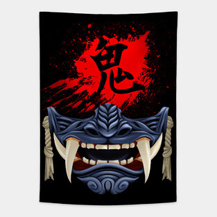 Blue Oni Mask - ゴート・オブ・ツシマ - Ghost of Tsushima Demon Mask Tapestry