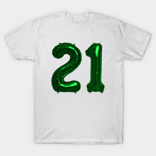 Bright Green 21st Birthday Metallic Helium Balloons Numbers T-Shirt