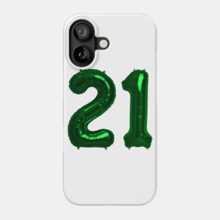 Bright Green 21st Birthday Metallic Helium Balloons Numbers Phone Case