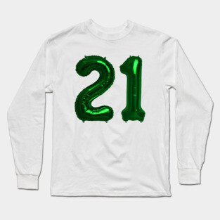 Bright Green 21st Birthday Metallic Helium Balloons Numbers Long Sleeve T-Shirt