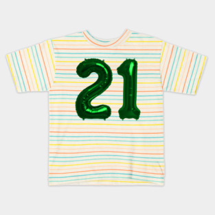 Bright Green 21st Birthday Metallic Helium Balloons Numbers Kids T-Shirt