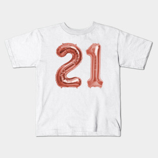 Rose Gold 21st Birthday Metallic Helium Balloons Numbers Kids T-Shirt