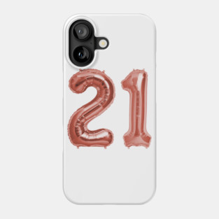 Rose Gold 21st Birthday Metallic Helium Balloons Numbers Phone Case