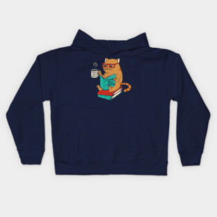 Cat coffee books Kids Hoodie