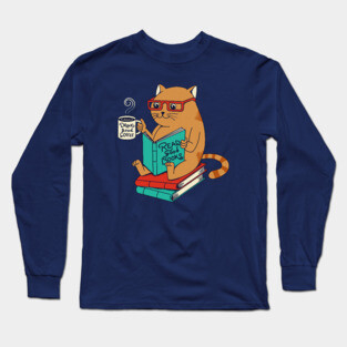 Cat coffee books Long Sleeve T-Shirt