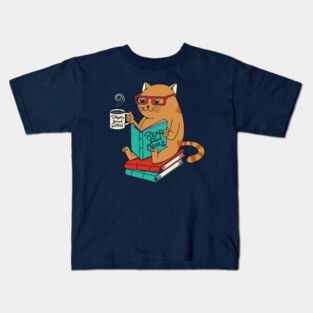 Cat coffee books Kids T-Shirt