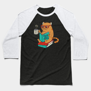 Cat coffee books Baseball T-Shirt