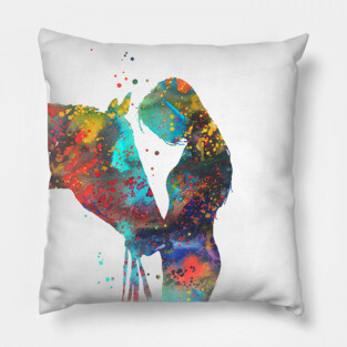 Girl with horse Pillow