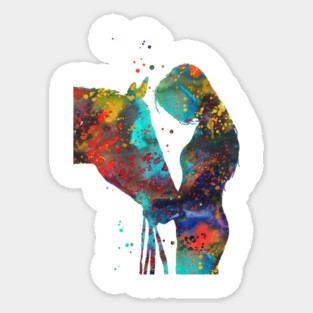 Girl with horse Sticker