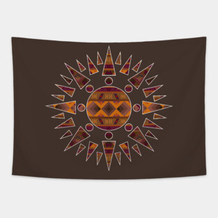 Native American pattern design Earth colours Inside a Sun Tapestry