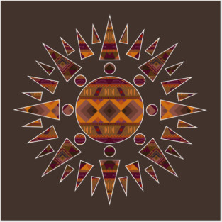 Native American pattern design Earth colours Inside a Sun Posters and Art