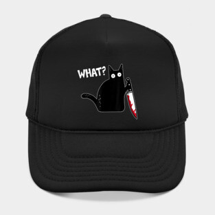 What Murderous Cat Holding Knife Funny Halloween Costume Hat