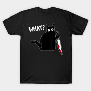What Murderous Cat Holding Knife Funny Halloween Costume T-Shirt
