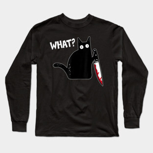 What Murderous Cat Holding Knife Funny Halloween Costume Long Sleeve T-Shirt
