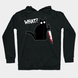What Murderous Cat Holding Knife Funny Halloween Costume Hoodie
