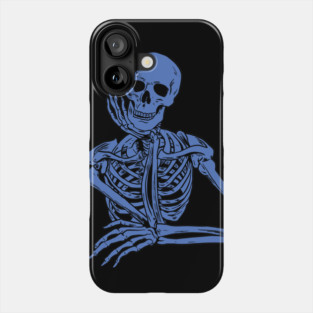 Blue Skeleton Holding Chin Phone Case