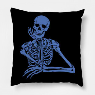 Blue Skeleton Holding Chin Pillow