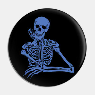 Blue Skeleton Holding Chin Pin